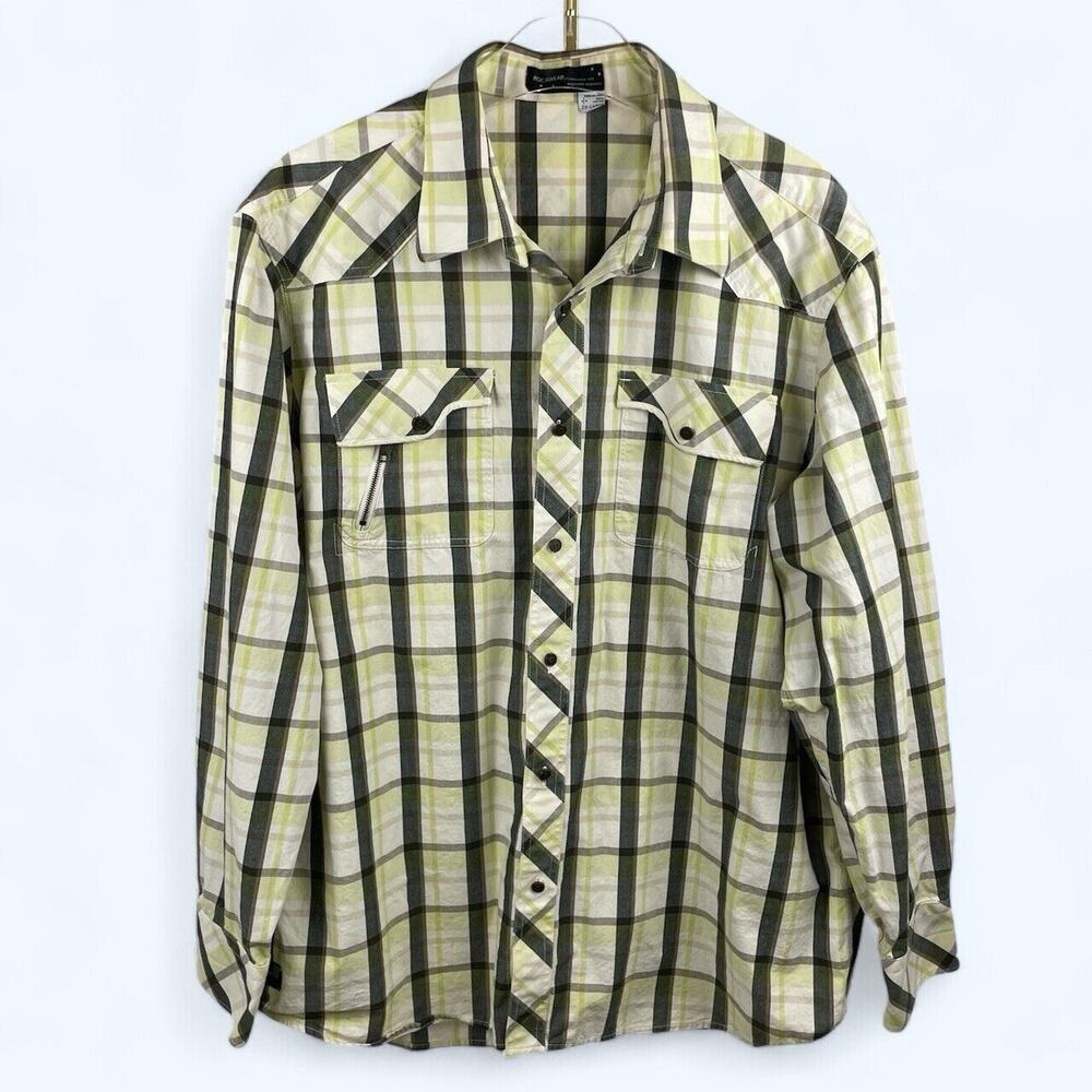 Rocawear Classic Mens Western Plaid Button Down Shirt XXL